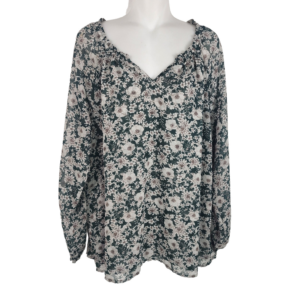 CAbi Womens Bianca Floral Top Pullover Peasant Fairy Cottage Coastal Boho S 3765